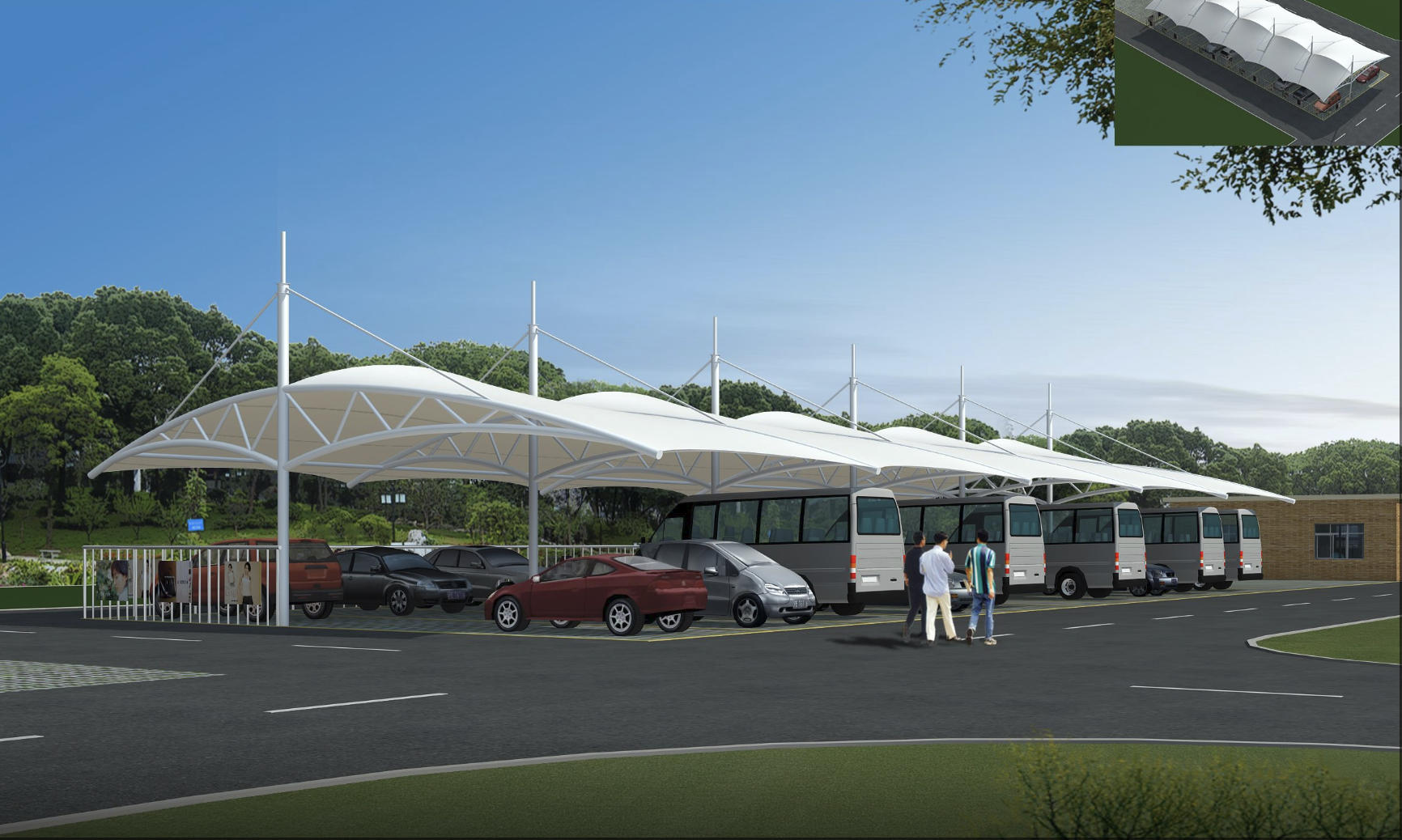 膜结构遮阳隔热棚