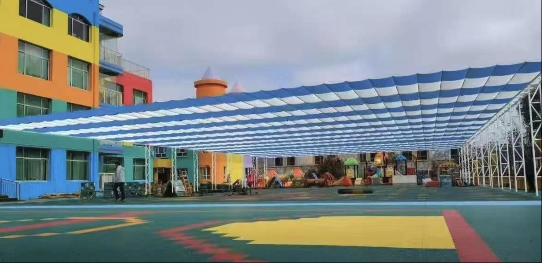 室外电动钢丝折叠遮阳篷