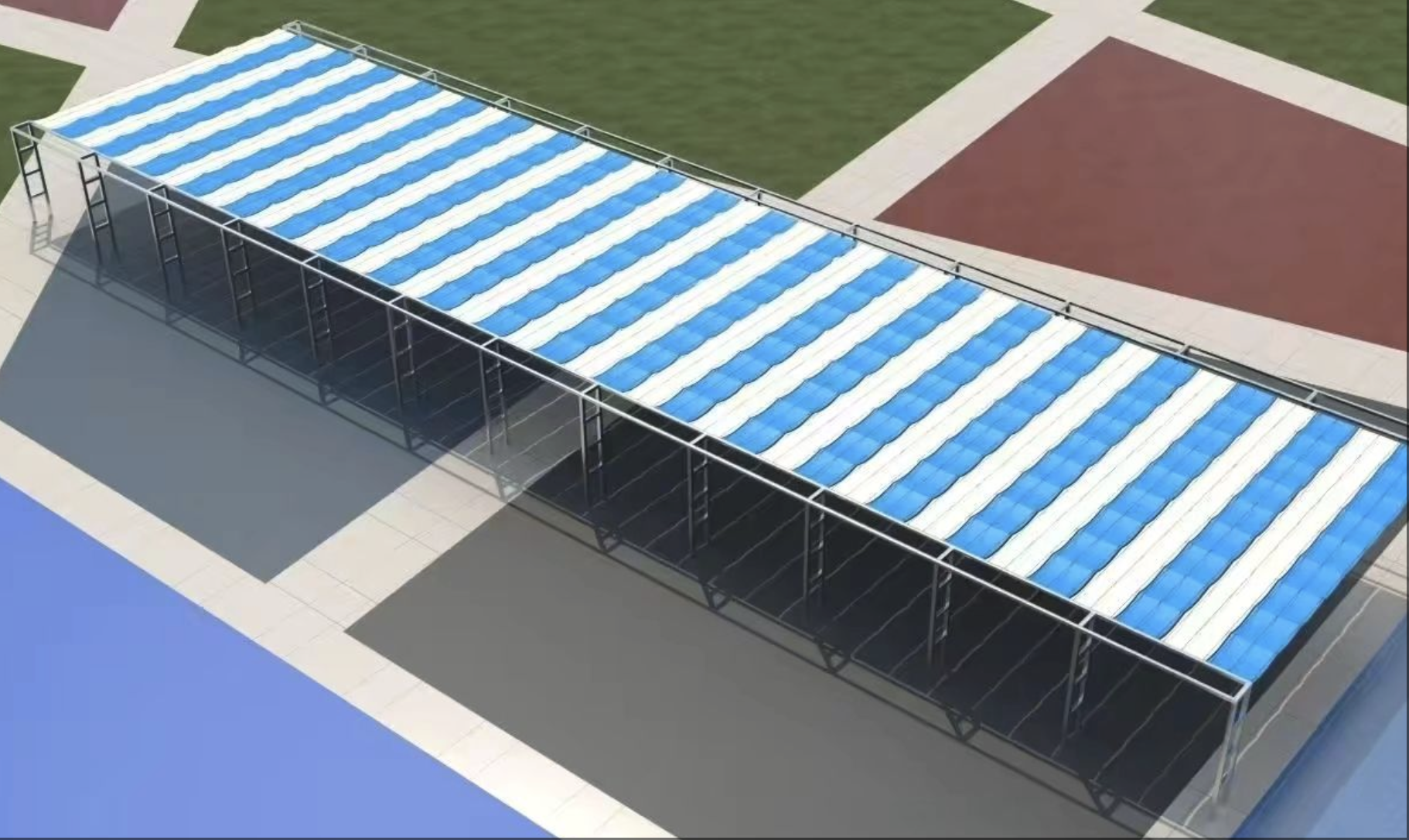 室外电动钢丝折叠遮阳篷