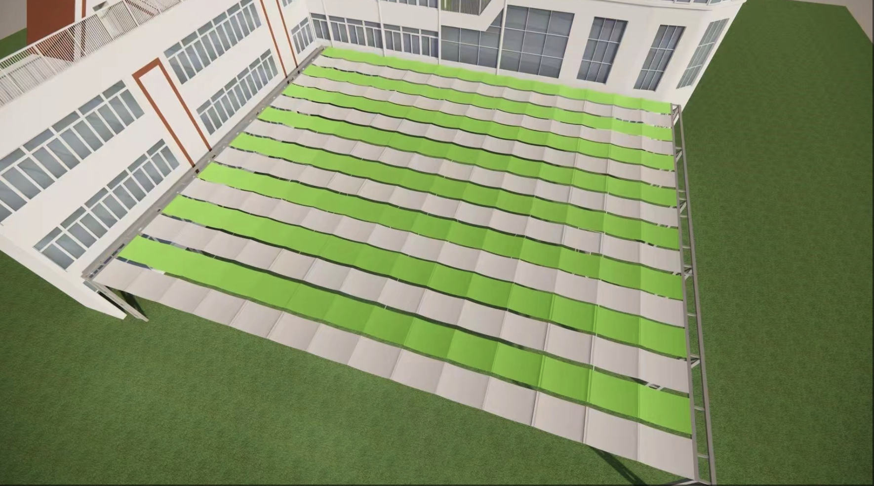 室外电动钢丝折叠遮阳篷