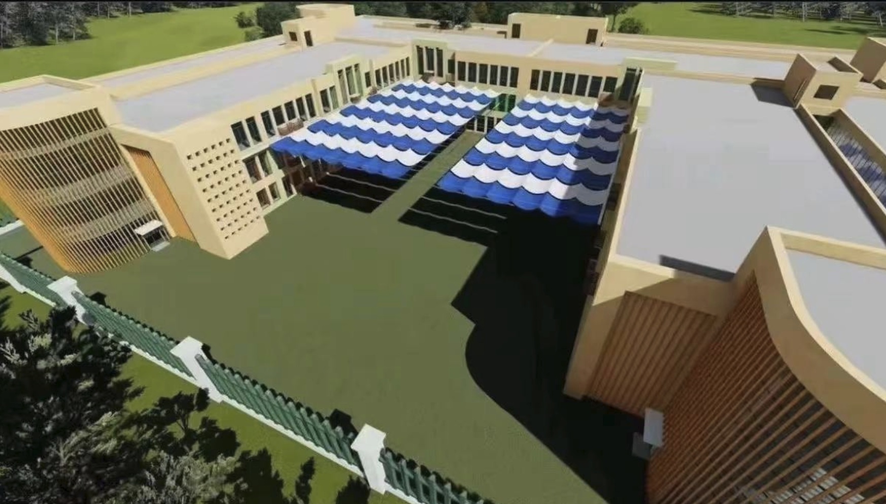 室外电动钢丝折叠遮阳篷